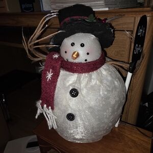 Source Unknown Snowman with Red Scarf and Black Hat